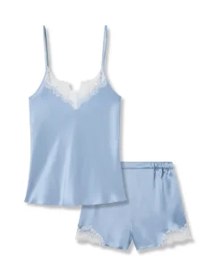 Women’s Silk Lace Cami Short Set in Periwinkle