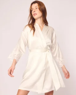 Women’s Silk Lace Robe in White