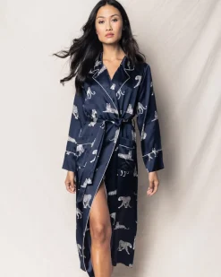 Women’s Silk Long Robe in Panthère de Nuit