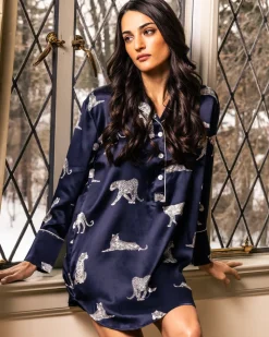 Women’s Silk Nightshirt in Panthère de Nuit