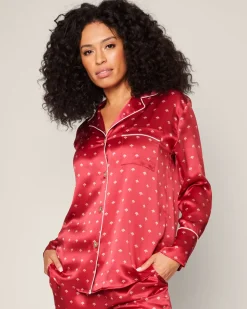 Women’s Silk Pajama Set in Bordeaux Art Nouveau