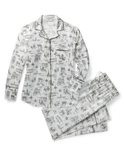 Women’s Silk Pajama Set in Parisian Toile