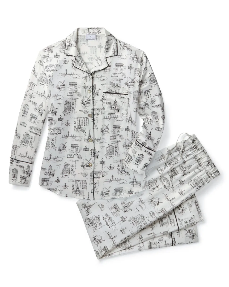 Women’s Silk Pajama Set in Parisian Toile