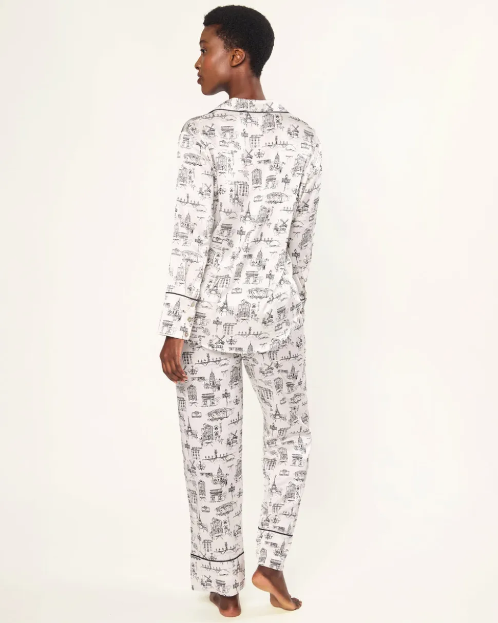 Women’s Silk Pajama Set in Parisian Toile