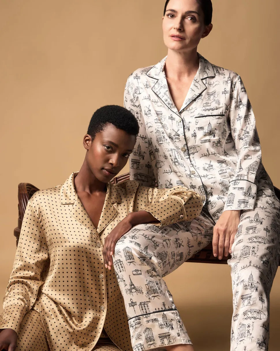 Women’s Silk Pajama Set in Parisian Toile