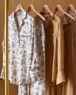 Women’s Silk Pajama Set in Parisian Toile