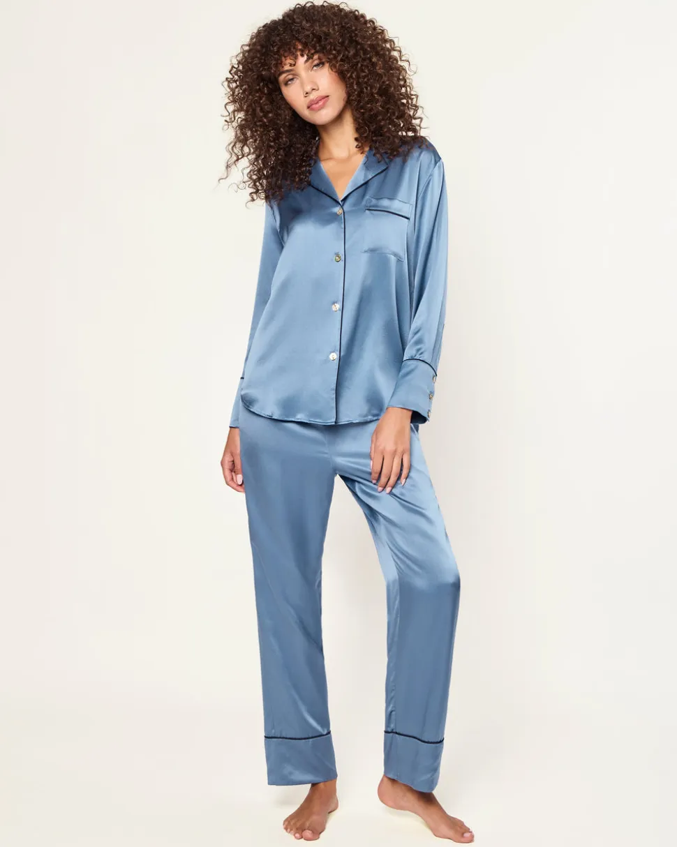 Women’s Silk Pajama Set in Mystique Blue