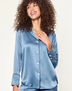 Women’s Silk Pajama Set in Mystique Blue
