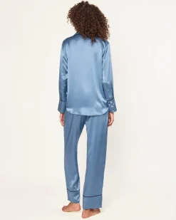 Women’s Silk Pajama Set in Mystique Blue