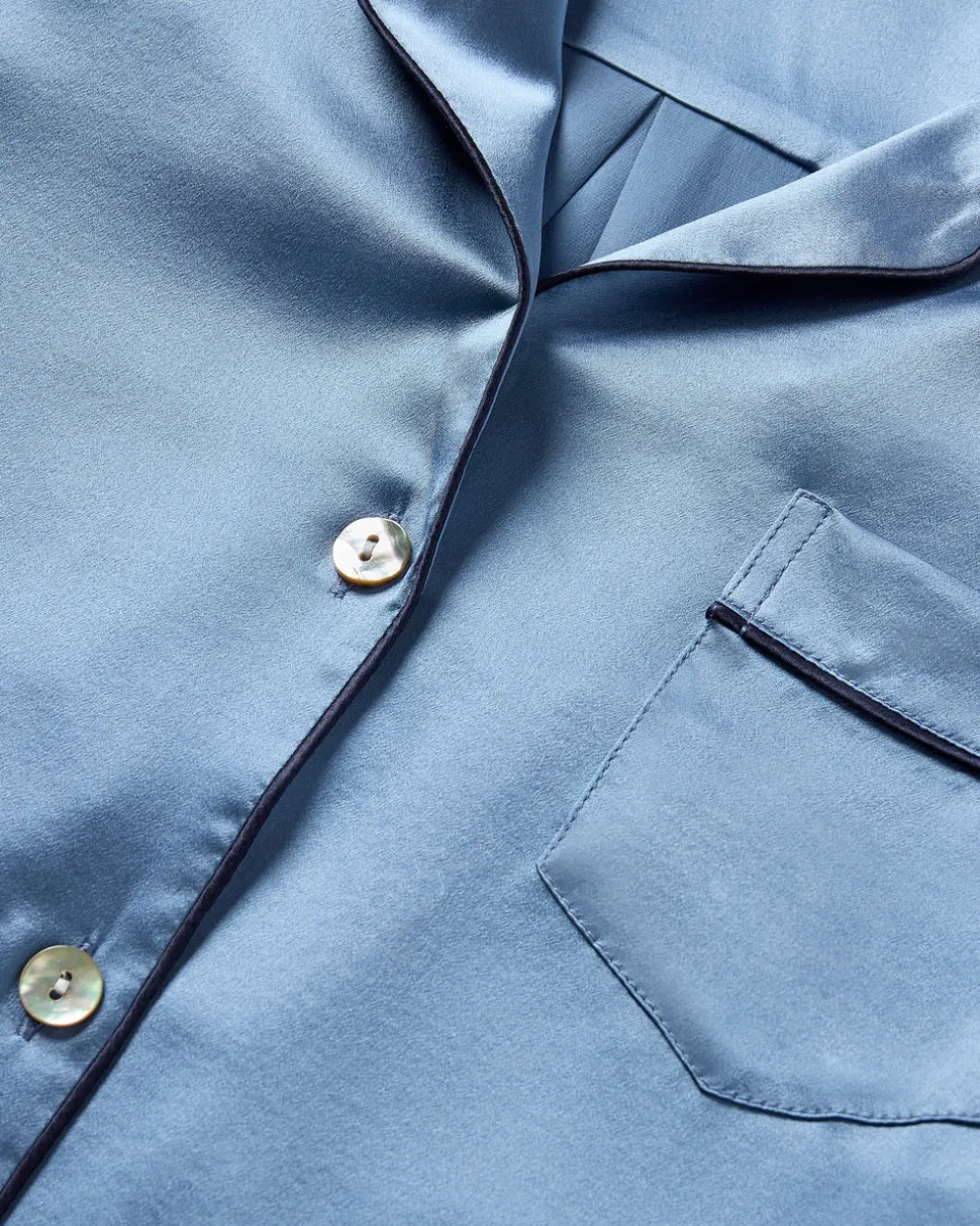 Women’s Silk Pajama Set in Mystique Blue