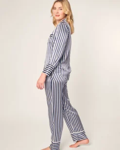 Women’s Silk Pajama Set in Navy Bengal Stripe