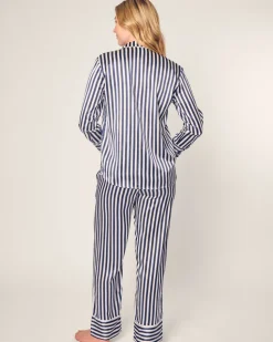 Women’s Silk Pajama Set in Navy Bengal Stripe