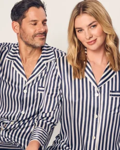 Women’s Silk Pajama Set in Navy Bengal Stripe