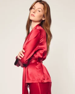Women’s Silk Short Robe in Bordeaux