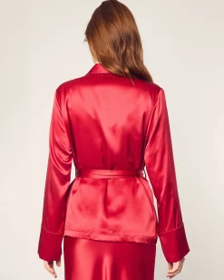 Women’s Silk Short Robe in Bordeaux