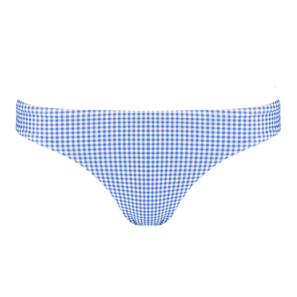Women’s Sky Blue Gingham Low Waist Bikini Bottom