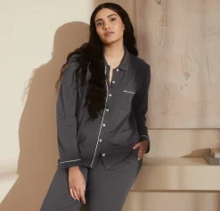 Women's Soft Knit Long Sleeve & Pants Pajama Set in Night