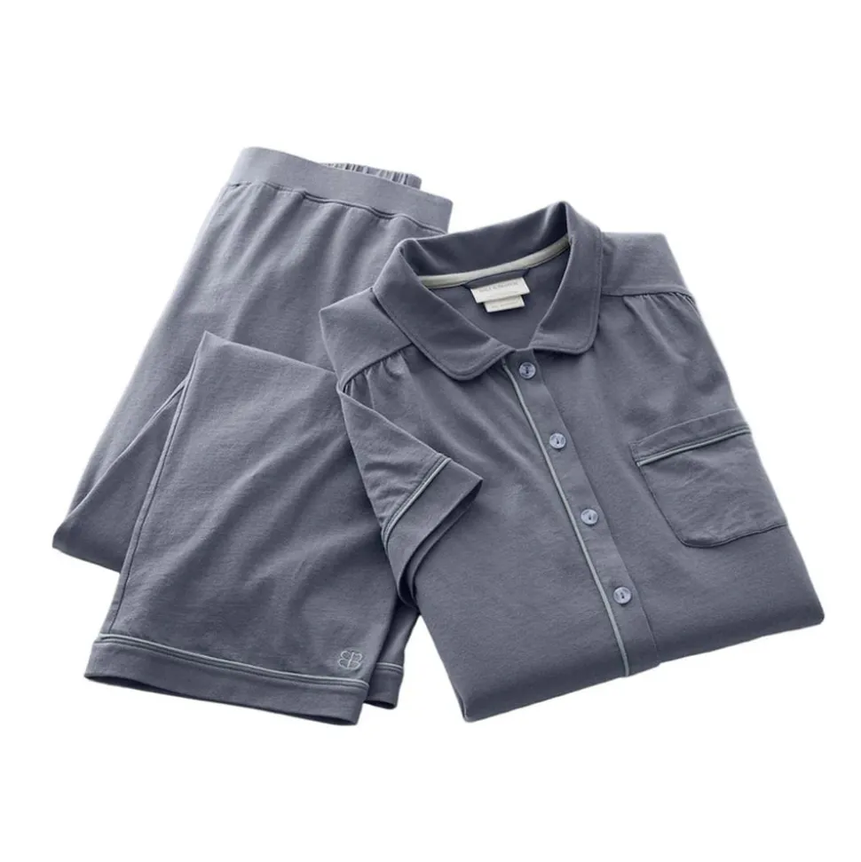 Women's Soft Knit Short Sleeve & Pants Pajama Set in Mineral