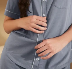 Women's Soft Knit Short Sleeve & Shorts Pajama Set in Mineral
