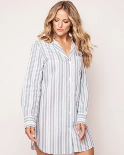 Women’s Twill Nightshirt in Vintage French Stripes