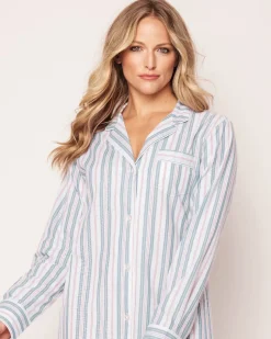 Women’s Twill Nightshirt in Vintage French Stripes