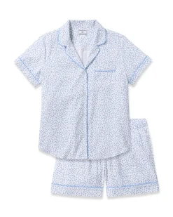 Women’s Twill Short Sleeve Short Set in Bluehearts