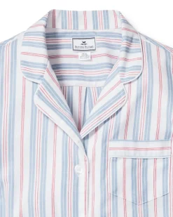Women’s Twill Short Sleeve Short Set in Vintage French Stripes