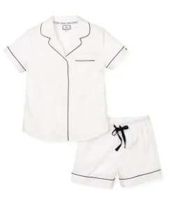 Women’s White Short Set with Navy Piping