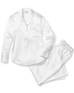 Women’s White Silk Pajama Set