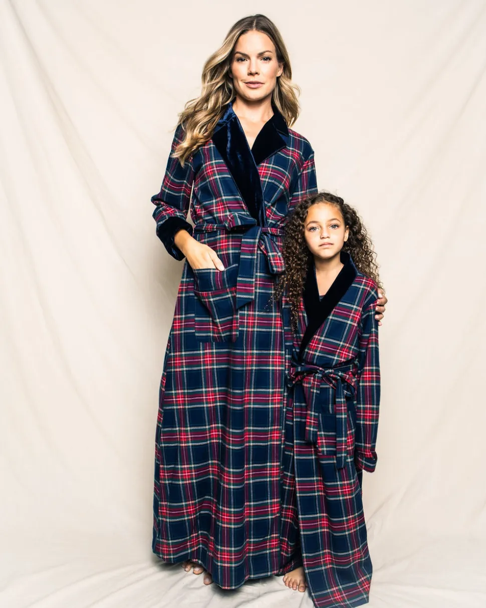 Women’s Windsor Tartan Long Robe with Velvet Trim