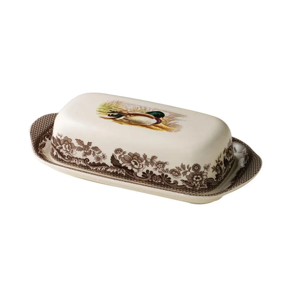Woodland Covered Butter Dish with Mallard