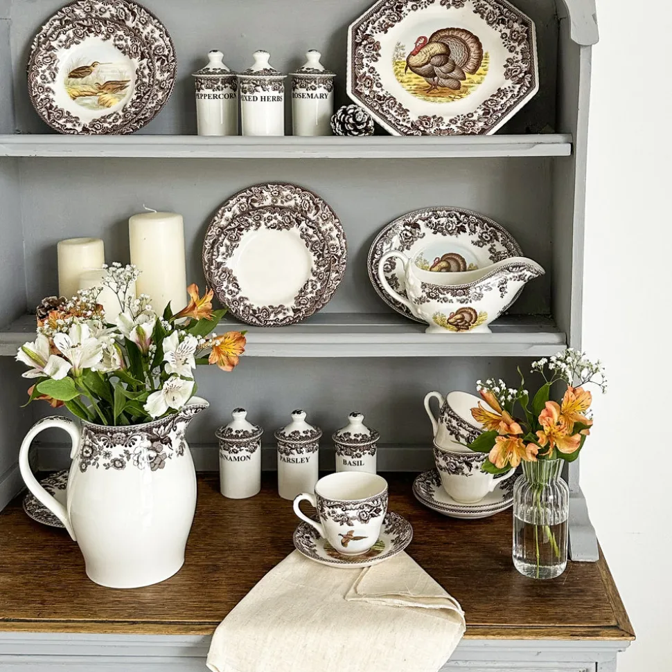 Woodland Teacup & Saucer with Quail, Pheasant, Snipe, & Rabbit