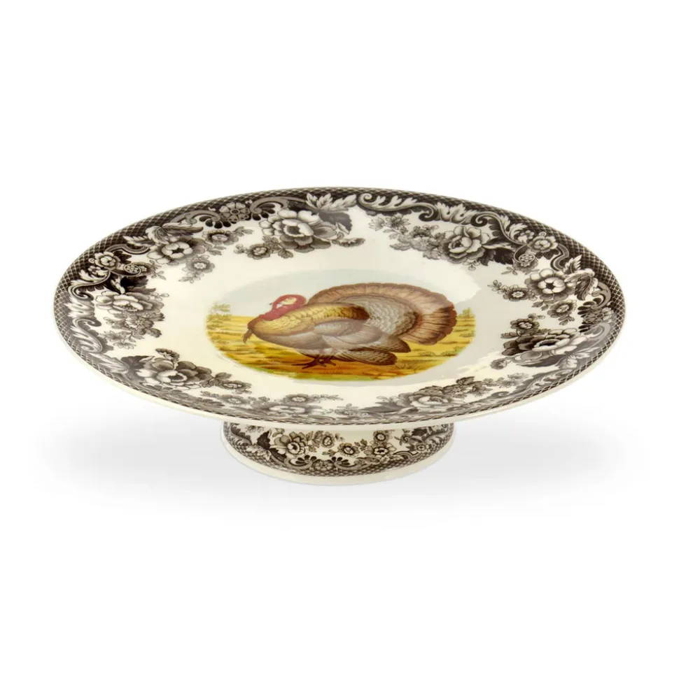 Woodland Turkey Footed Cake Plate