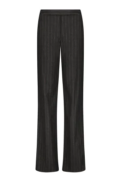Wool Pinstripe Tailored Trouser in Charcoal & Camellia
