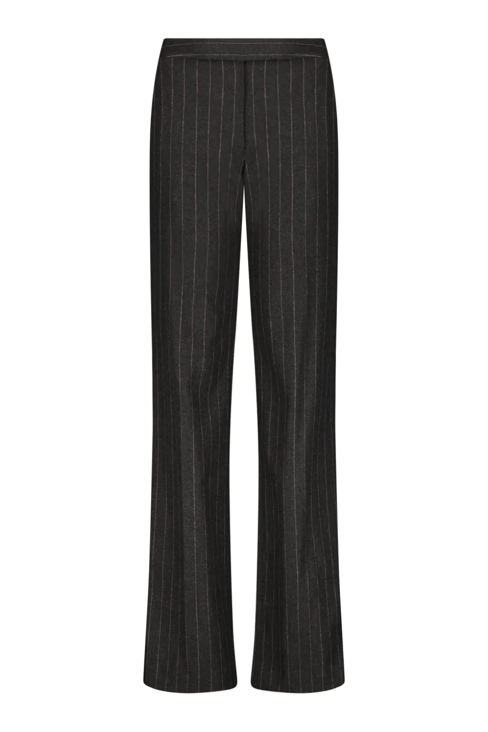 Wool Pinstripe Tailored Trouser in Charcoal & Camellia