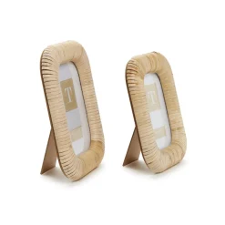 Woven Rattan Photo Frames, Set of 2