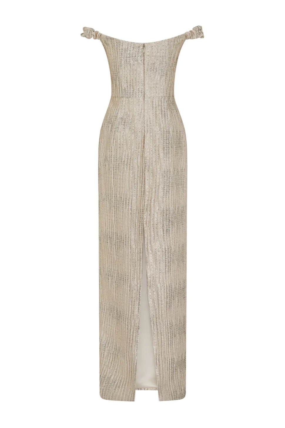 Yolanda Wavy Gold Brocade Gown