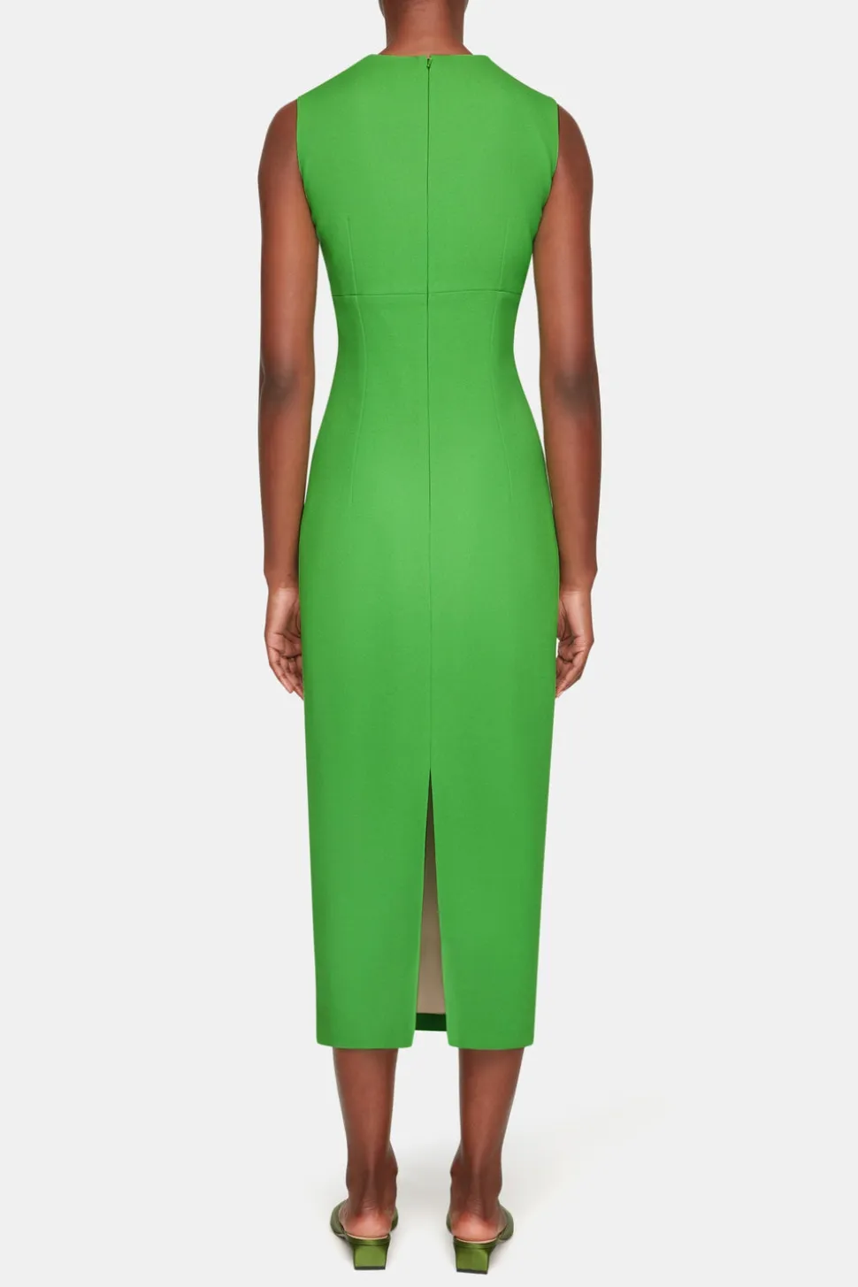 Yuri Dress In Fresh Green Single Wool Crepe