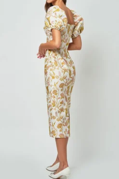 Yvette Floral Brocade Off-The-Shoulder Midi Dress