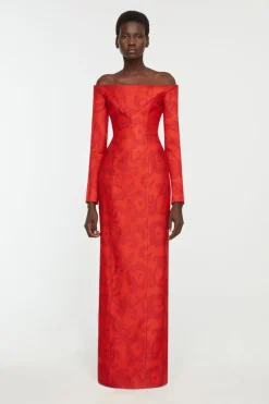 Zarith Dress in Red Boucle Floral