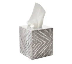 Zebra Tissue Box in Gray & Silver
