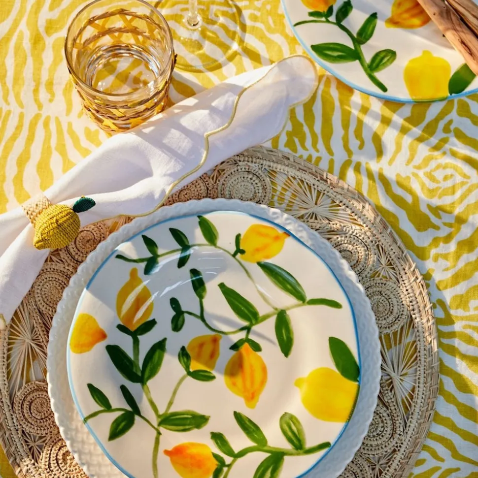 Zebra Yellow Tablecloth in Linen