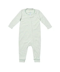 Ziggy Zip Romper in Dusty Seafoam Mini Stripe