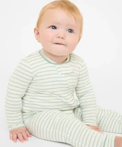 Ziggy Zip Romper in Dusty Seafoam Mini Stripe